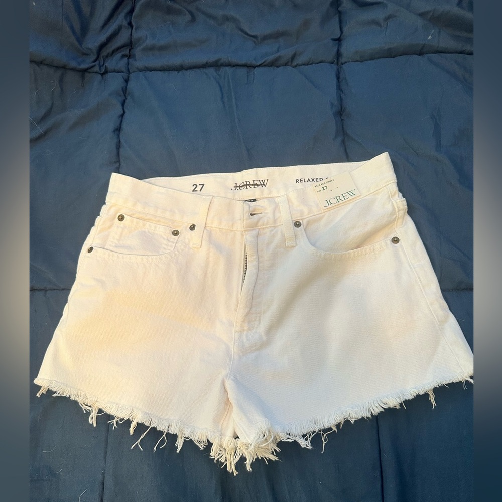 NWT J. Crew white frayed jean Denim Shorts size 27